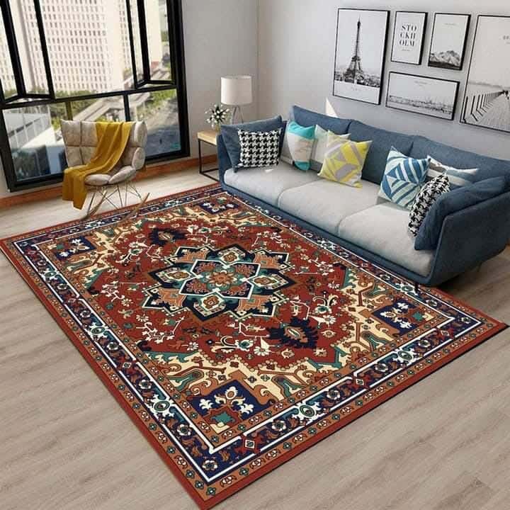 Line Sleep Dots Fabric Carpet protector, 200x300 cm - Multicolor