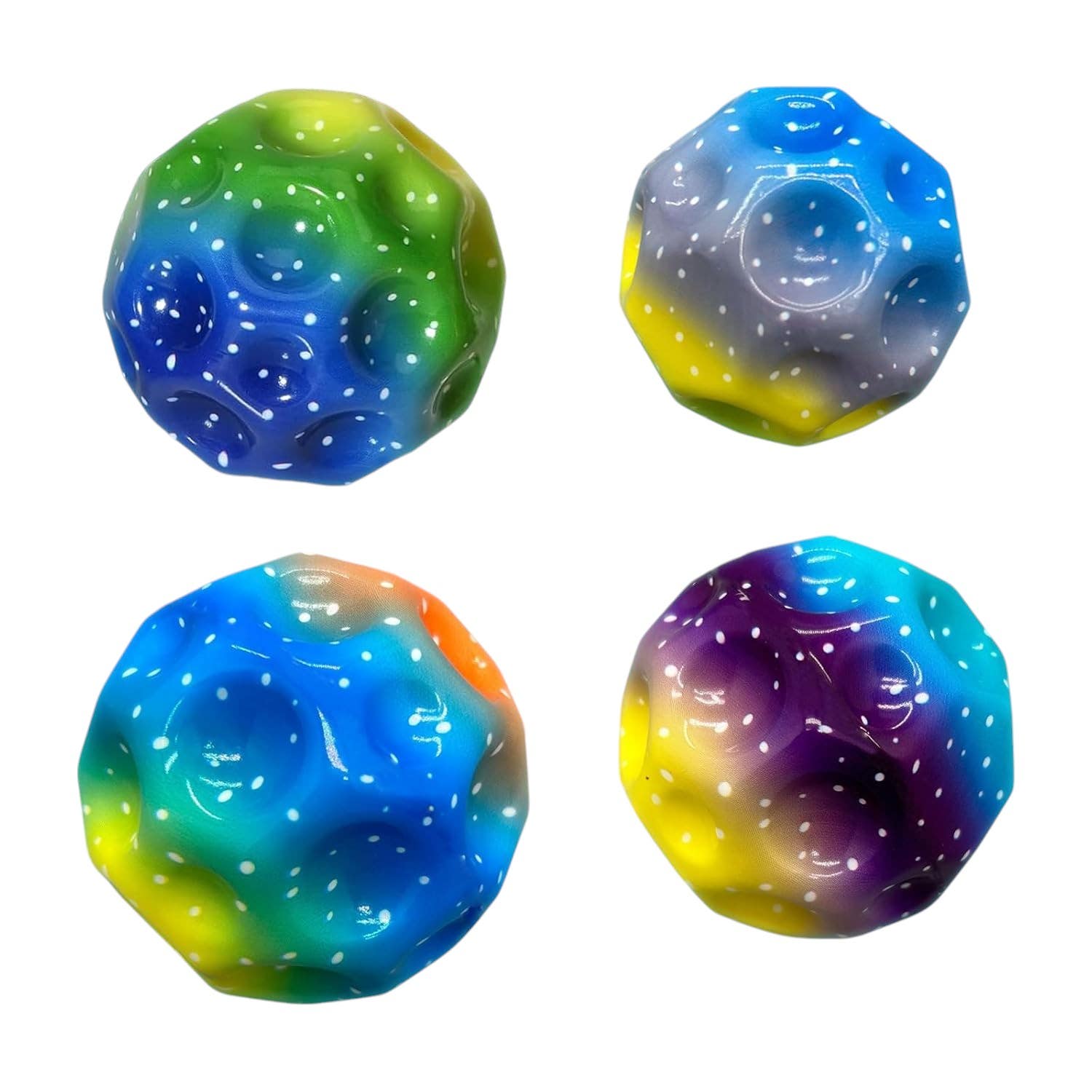 Jinzunrui Bouncy Design Rubber Jump Ball, 7 cm, 4 Pieces - Multicolor