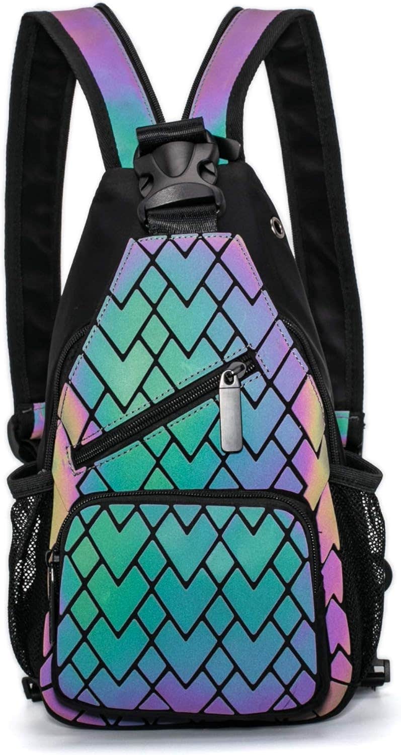 Suuran Geometric Luminous Backpack for Women - Multicolor