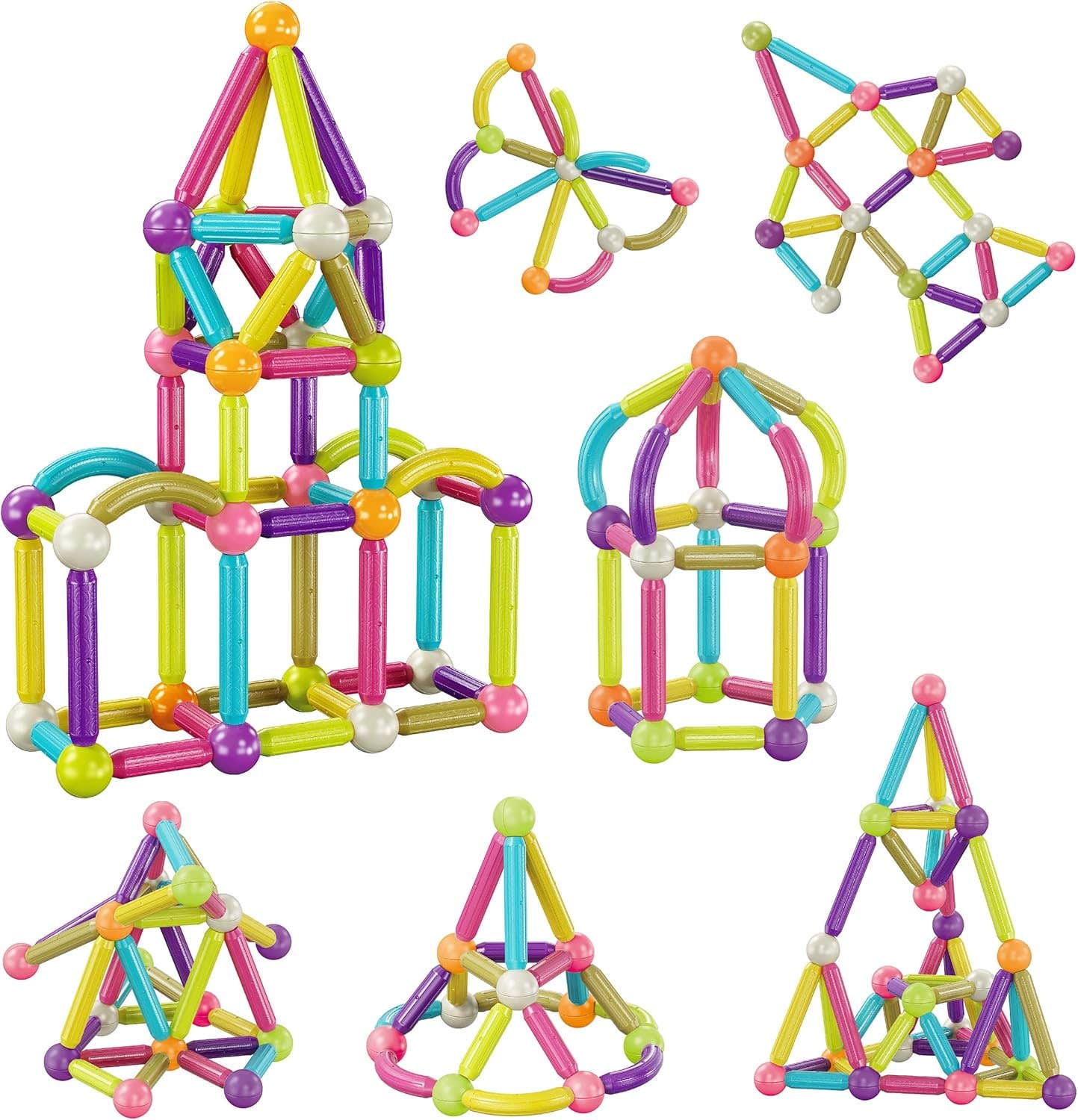 Picassotiles STEM Education Design Building Block Set, 50 Pieces - Multicolor
