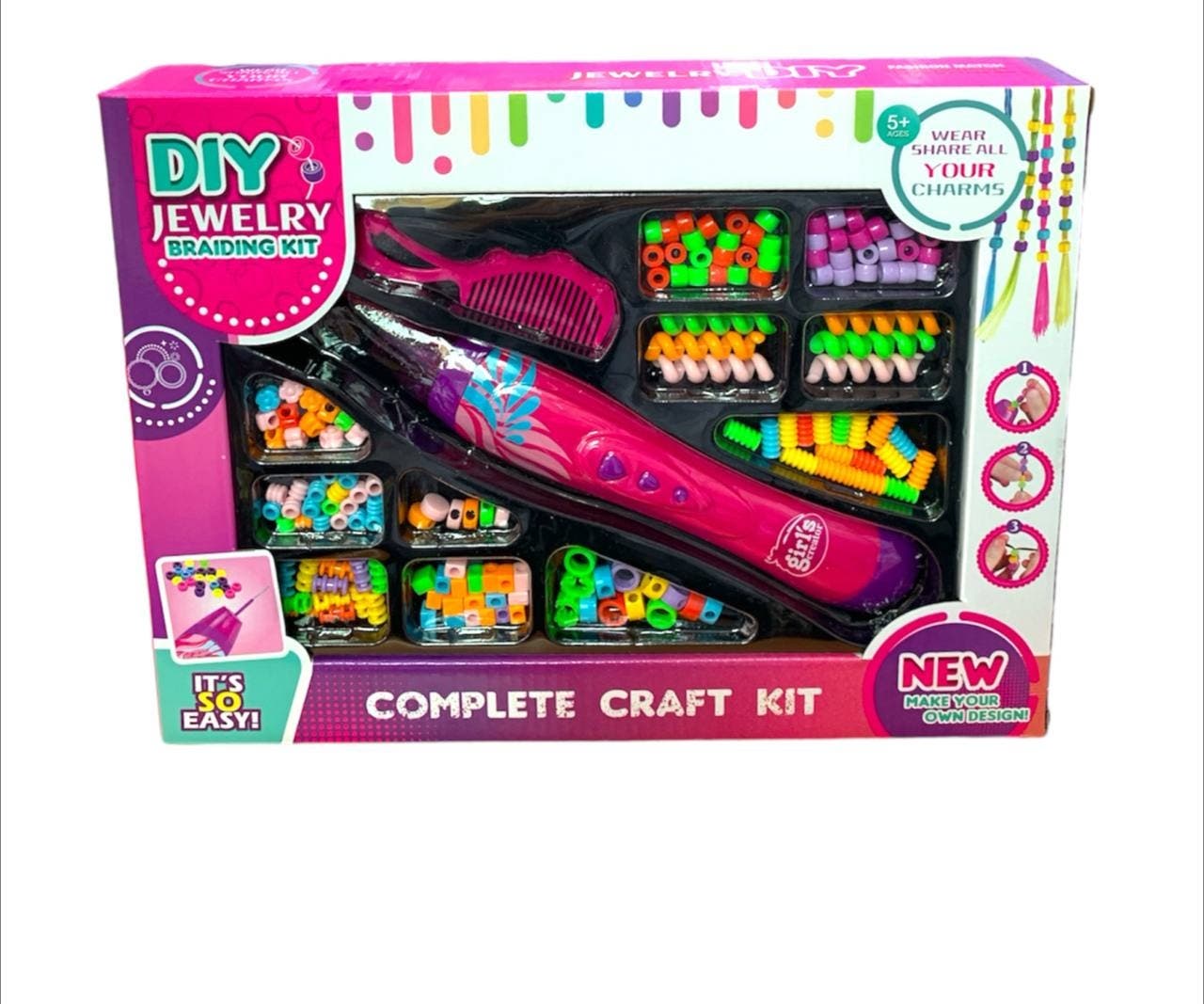 Alsafwa W36-116 Medium Hair Bead Machine Toy for Girls - Multicolor