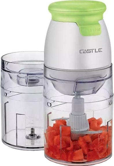 Castle CHMP1050 Vegetable Chopper, 500 Watt, 2 Jars - White