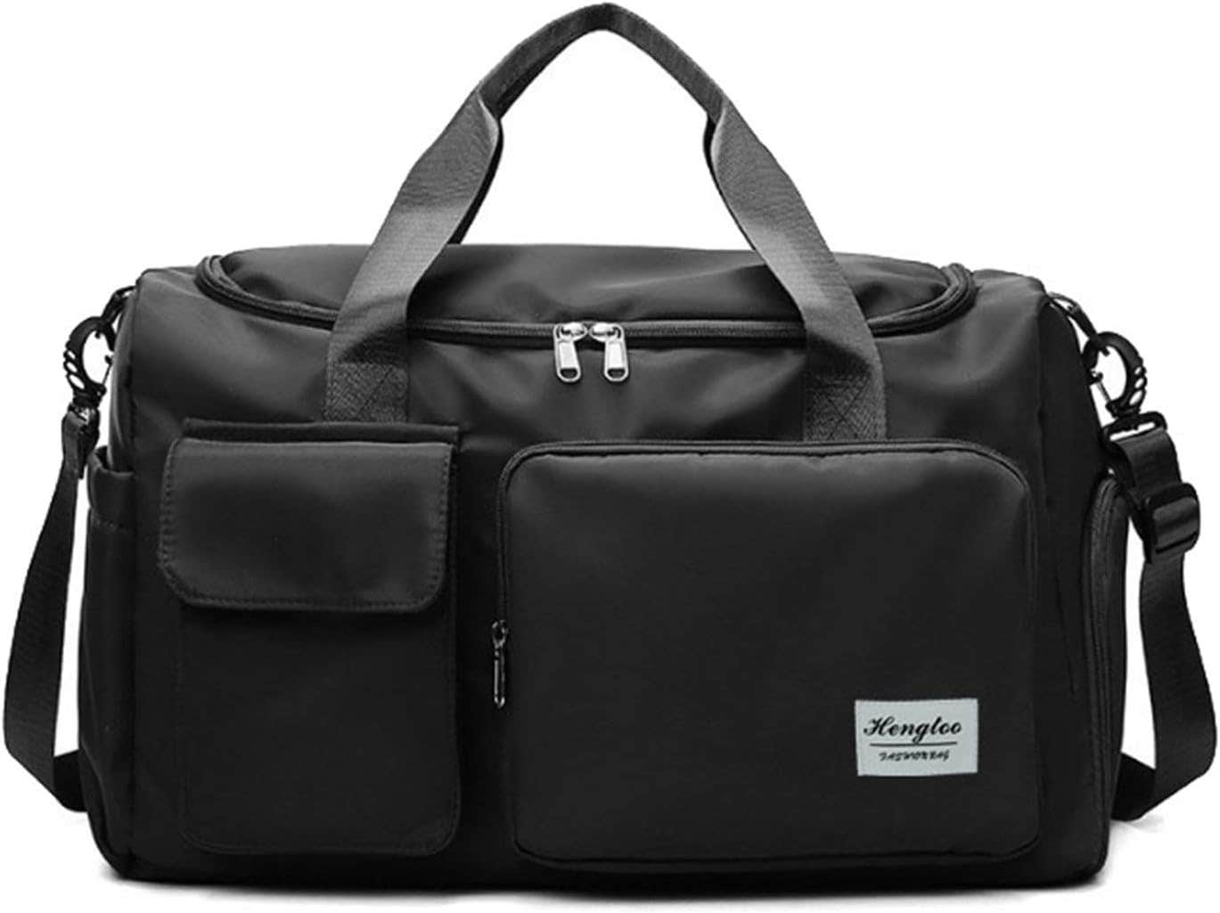 Mayzhou Waterproof Wet Pocket Shoe Compartment Travel Duffel Bag, 19.6 Inch X 7.8 Inch X 11 Inch - Black