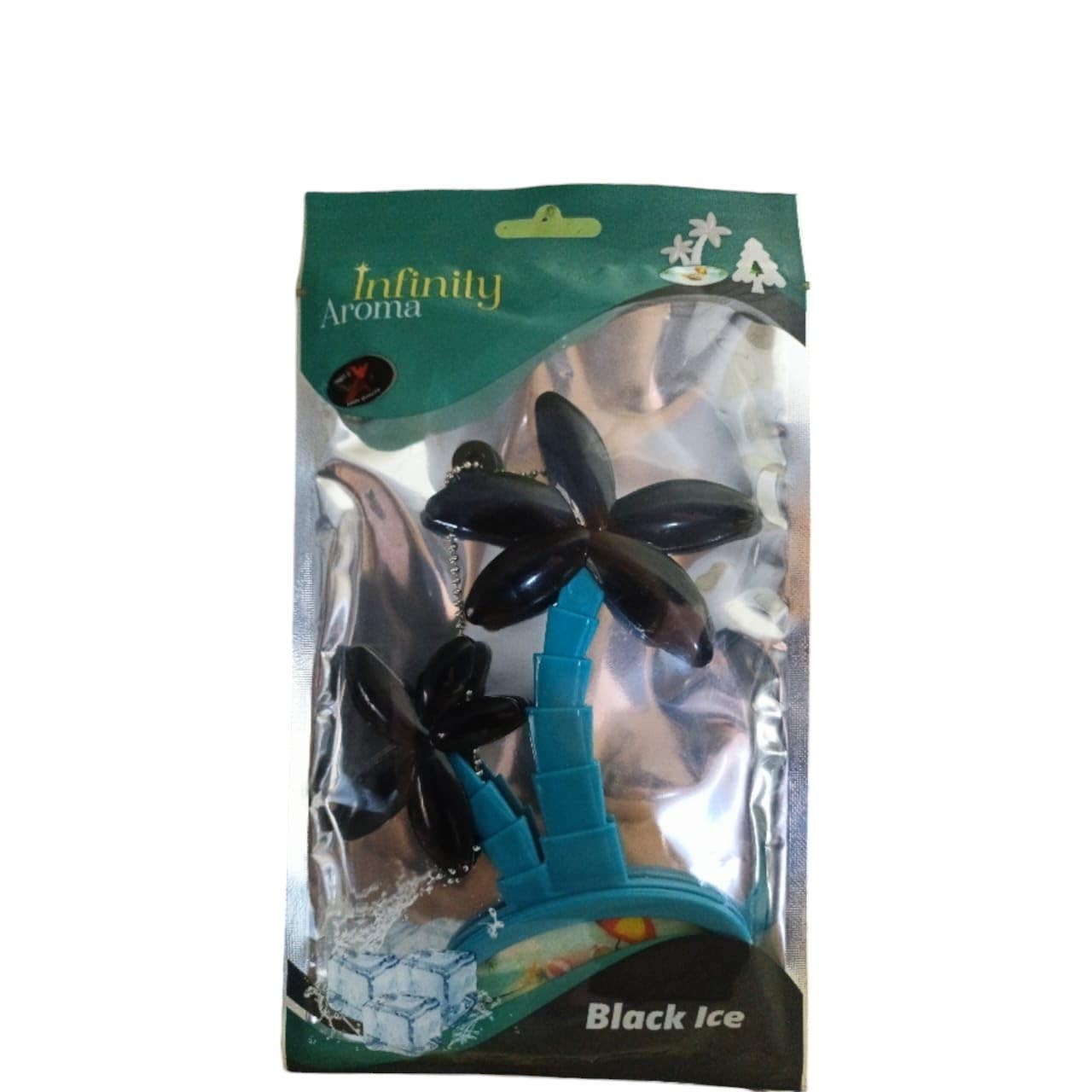 Palm Tree Car Air Freshener with Black Ice Scent - Multicolor