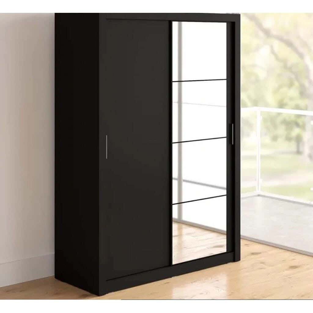 Wardrobe MDF Wood Covered With HPL Layer, 200×120×50 cm - Black