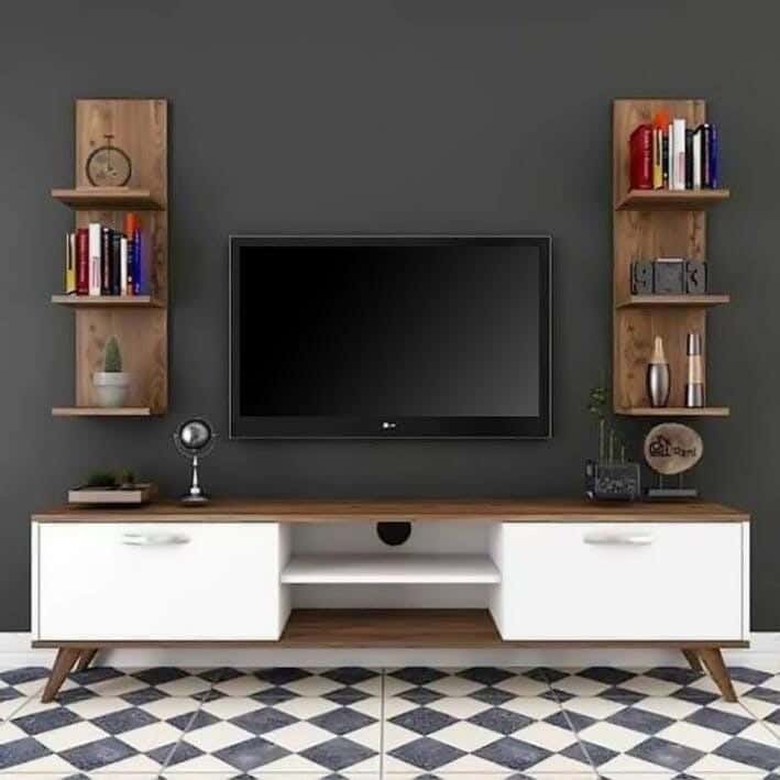 Modern Mdf Wooden Tv Table, 180 X 48 X 30 Cm - White Wooden