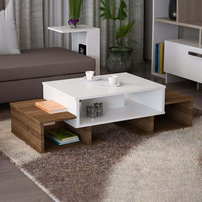 MDF Wood Coffee Table, 120×36×60 cm - White