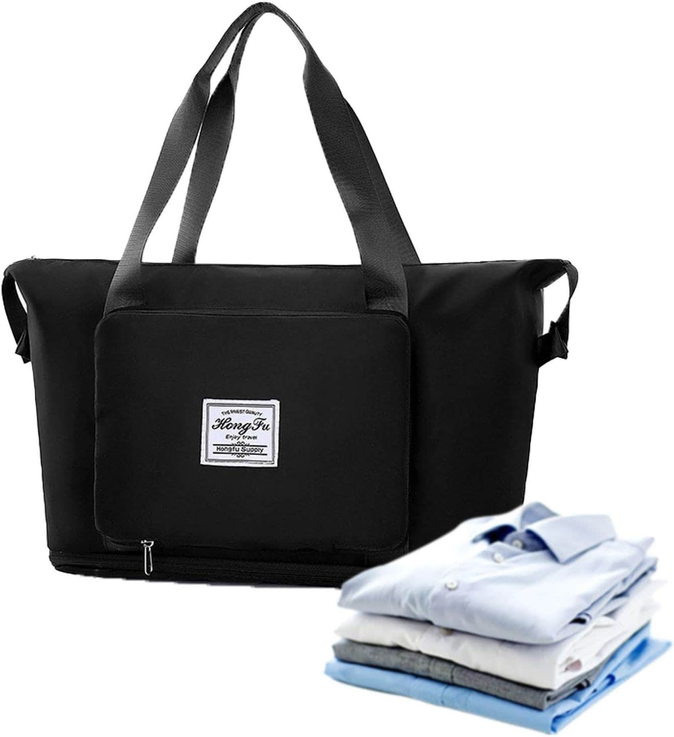Fritzy Compact Lightweight Waterproof Travel Duffel Bag, Medium - Black