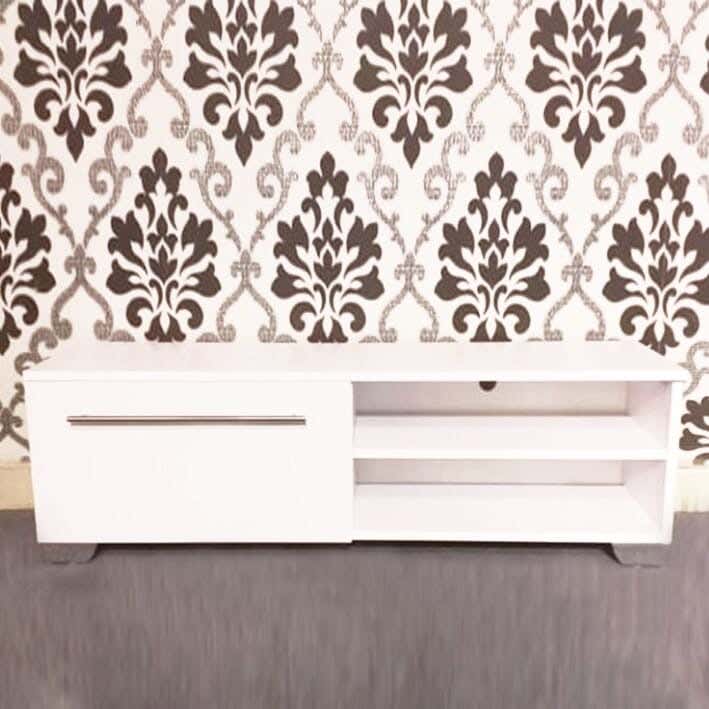 Modern Mdf Wooden Tv Table, 120 X 40 X 30 Cm - White