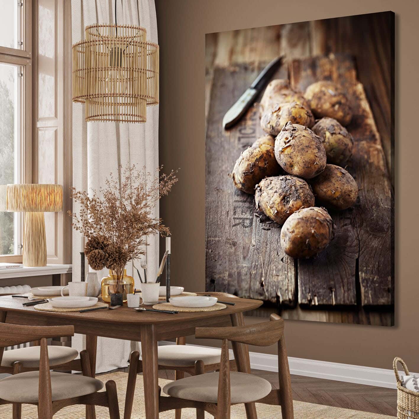 Galleria Tableau Natural Wood Printed Painting, 80x60 cm - Multicolor