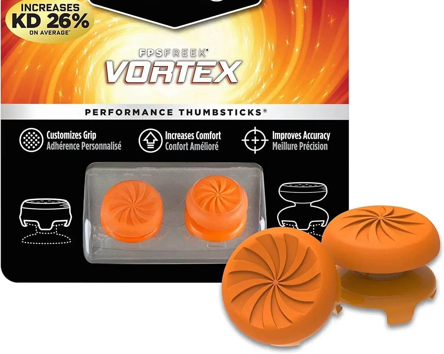 Aztec Cases Silicone Controller Thumb Grips Caps for PlayStation, Xbox One, 2 Pieces - Orange