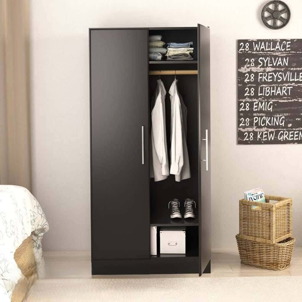 Wardrobe MDF Wood Covered With HPL Layer, 200×100×50 cm - Black