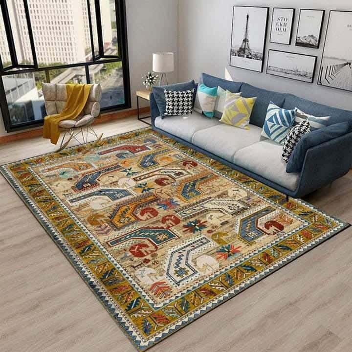 Line Sleep Dots Fabric Carpet protector, 200x300 cm - Multicolor
