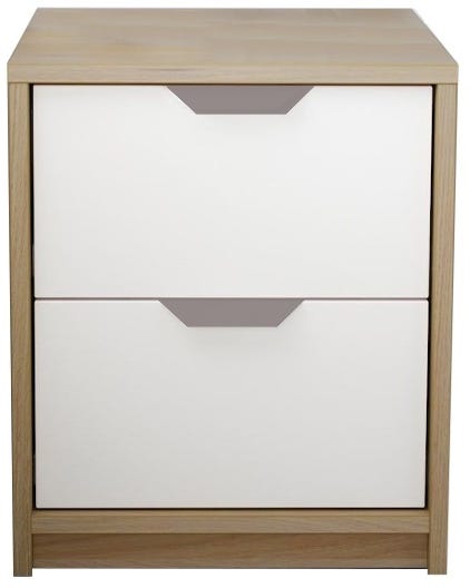 MDF Wood Commode, 40x40x40 cm, 2 Drawers - Beige White