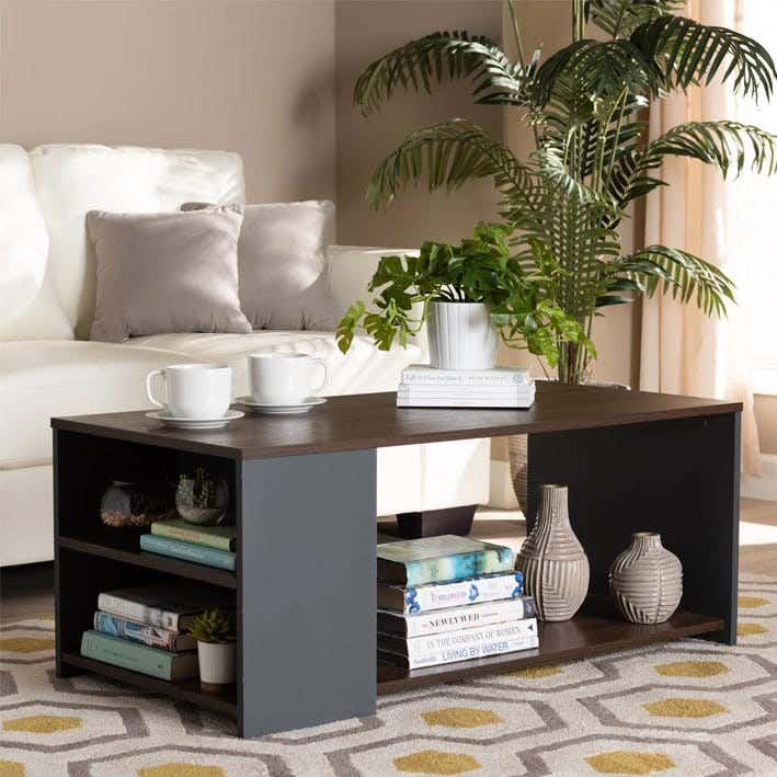 Coffee Table, Mdf Wood, 90 X 60 X 40 Cm - Gray Brown