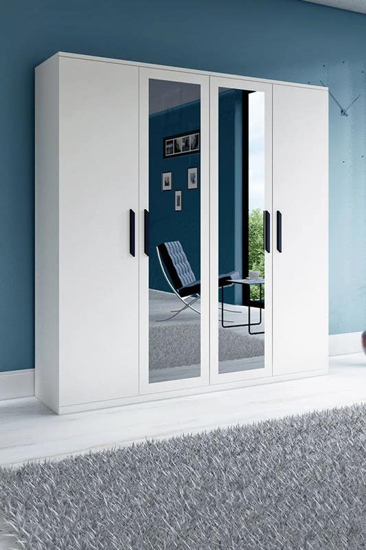 MDF Wood Wardrobe, 160x50x200 Cm - White