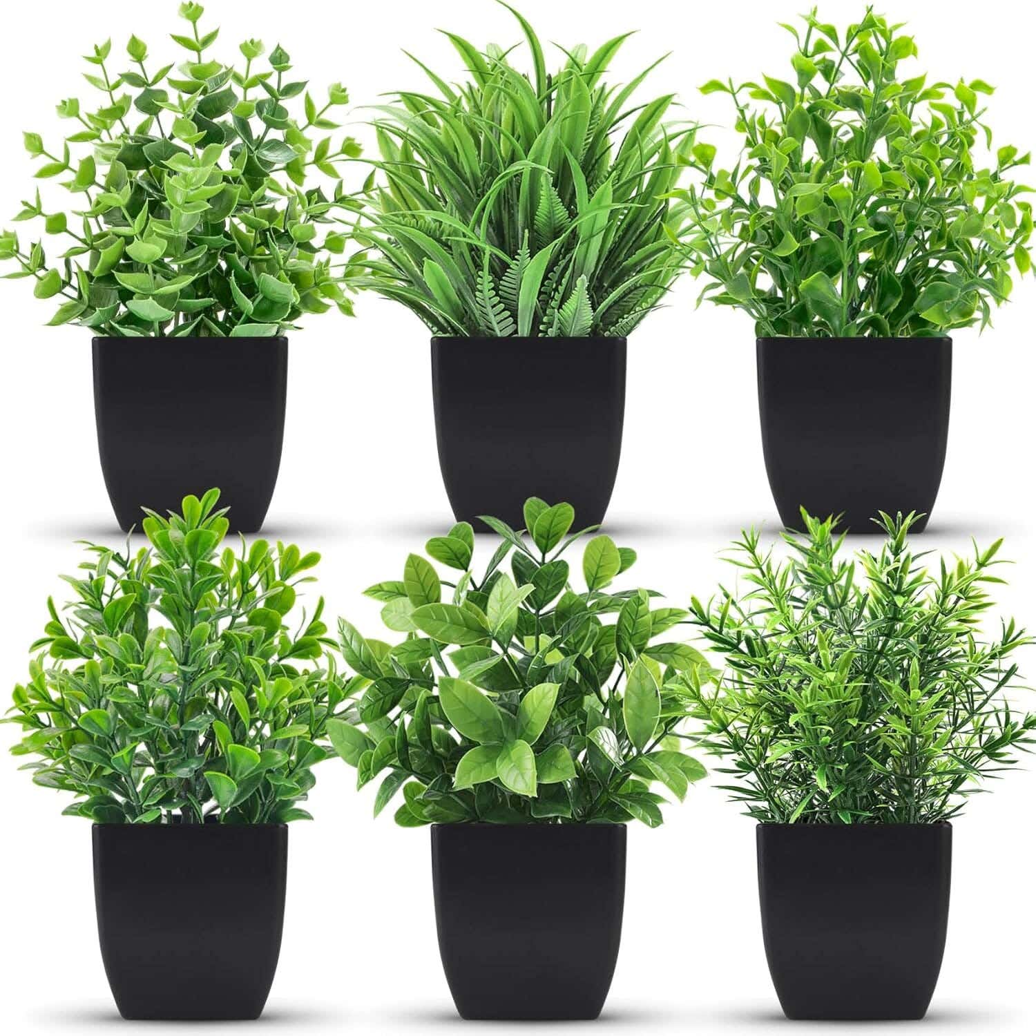 Plastic Planter Pot, 6 Pieces - Black Green