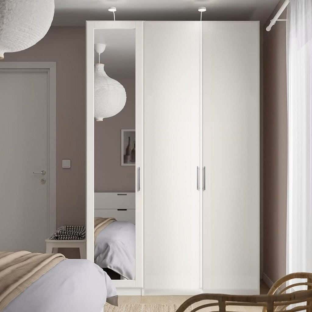 Wardrobe MDF Wood Covered With HPL Layer, 200×120×50 cm - White