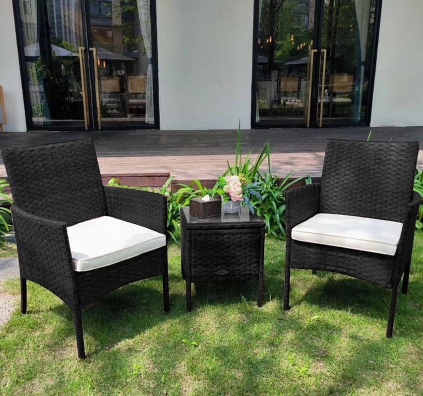 Outdoor Furniture Set, 3 Pieces, Iron, MAM.133 - Black Beige