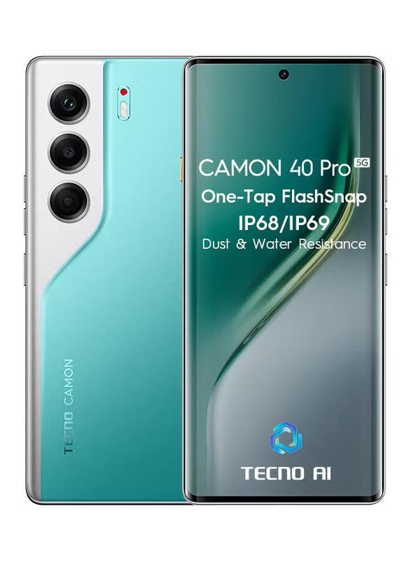 TECNO Camon 40 Pro Dual SIM Emerald Lake Green 12GB RAM 256GB 5G