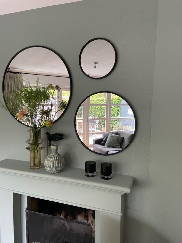 Lion Hose Round Modern Decorative Mirror Set, Multi-Size, 3 Pieces - Black Frame
