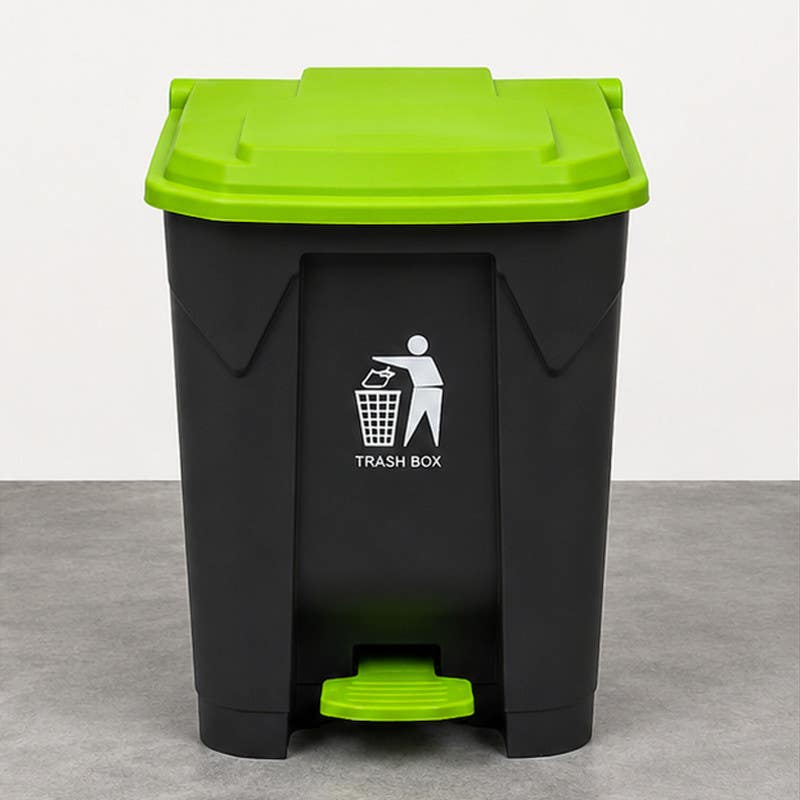 Rovanio Plastic Trash Basket, 60 Liters - Black Light Green
