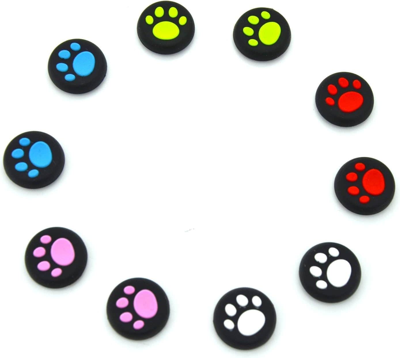 Yueton Silicone Controller Thumb Grips Caps for PlayStation 4, 10 Pieces - Multicolor