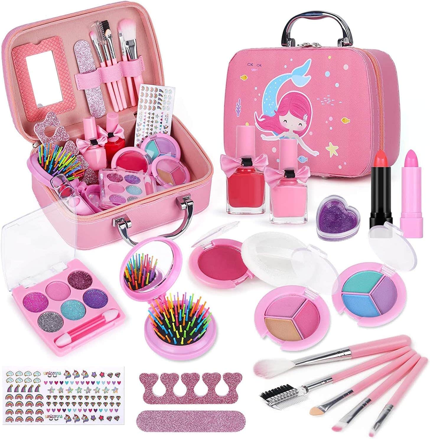 Jorunb Washable Design Makeup Kit, 20 Pieces - Pink