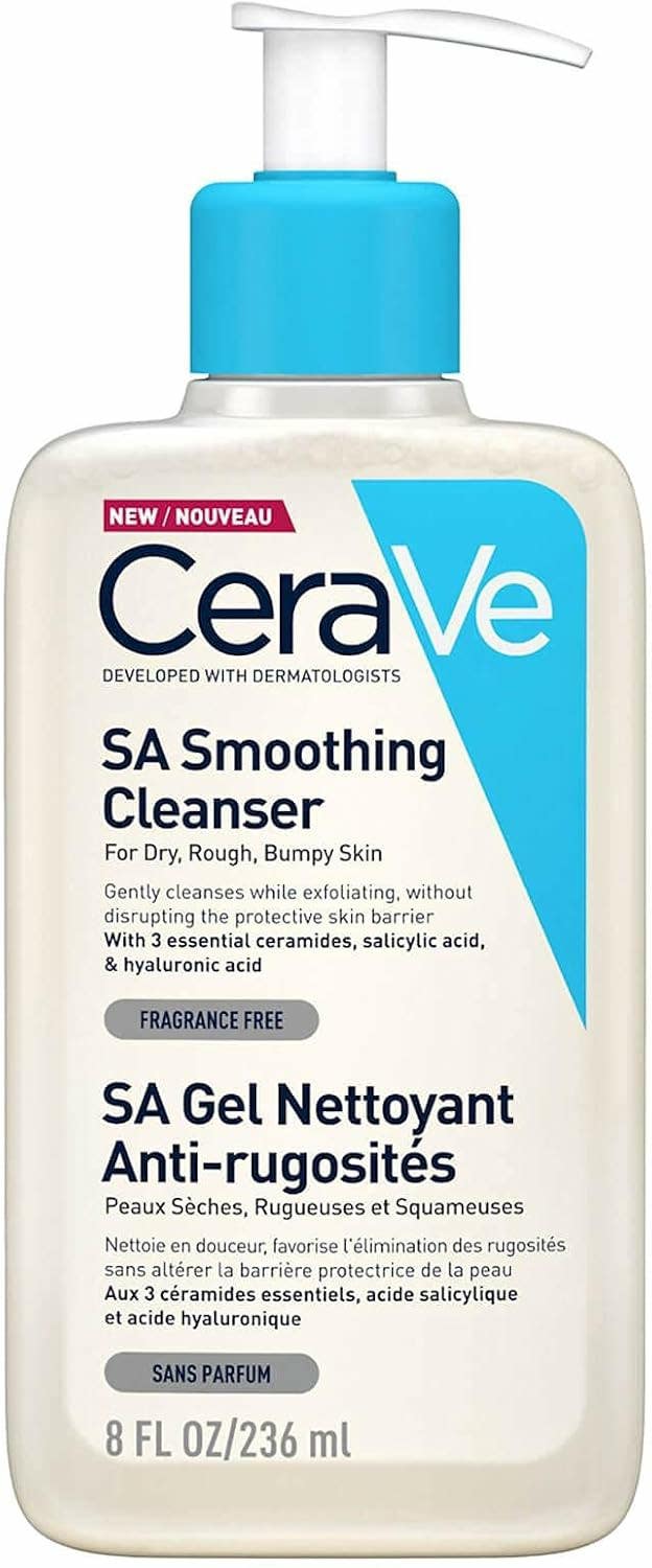 CeraVe Hypoallergenic SA Smoothing Facial Cleanser with Ceramides Salicylic and Hyaluronic Acid for Dry Rough and Bumpy Skin - 236 ml