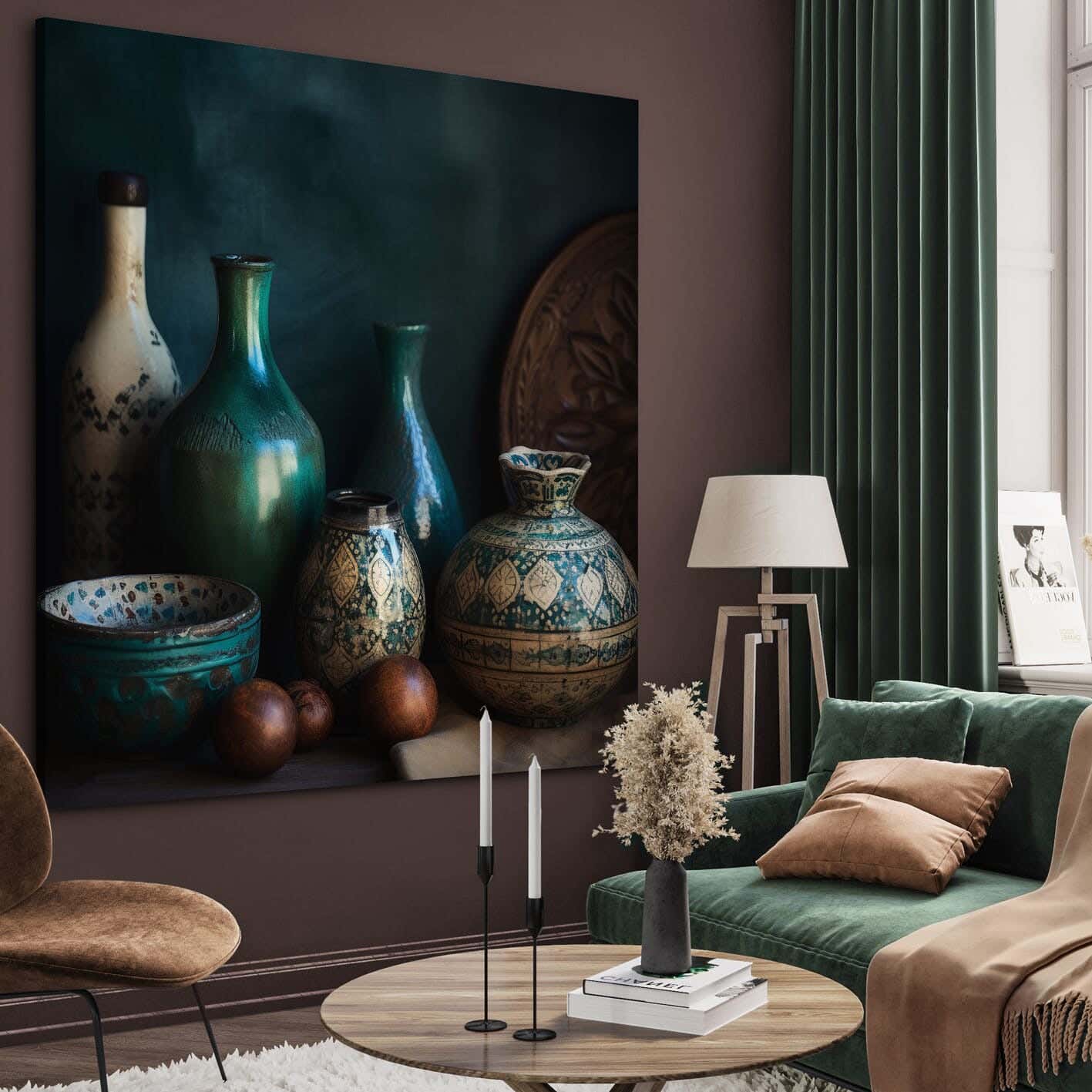 Galleria Tableau Natural Wood Printed Painting, 100x100 cm - Multicolor