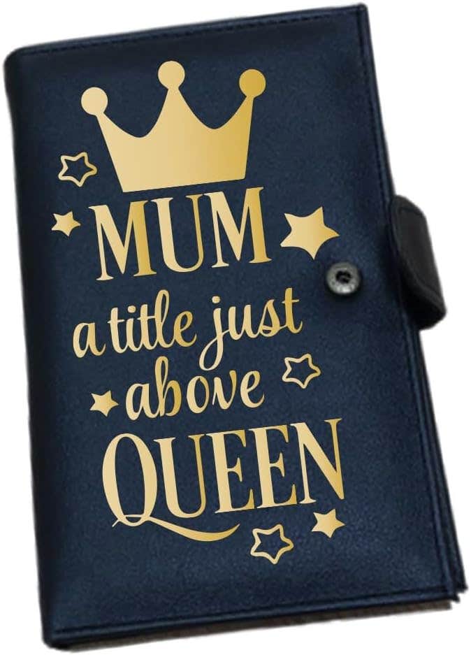 Leather Wallet For Girls, One Sided Printing, Mum a title just above queen, 11x17 cm - Black