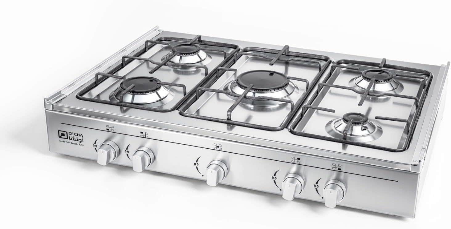 Otcha Gas Hob, 5 Burners, 60 x 80 cm, Classic Stove 80 - Silver