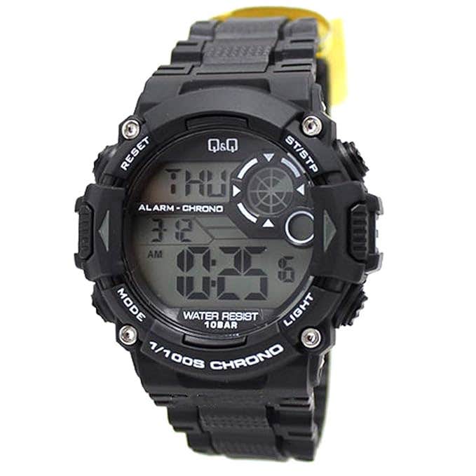 Q&Q M146J001Y Round Digital Sport Watch For Men, XL /49 - 55 mm - Black