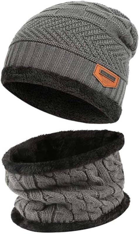 BYERCLUB Winter Beanie Hat & Scarf Set - Grey
