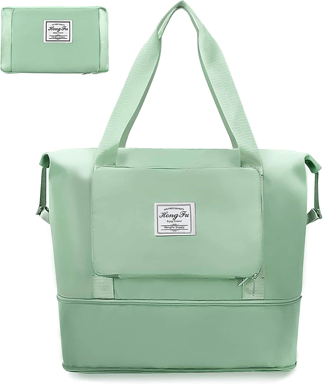 Getervb Foldable Wet Compartment Waterproof Travel Duffel Bag, Large - Green