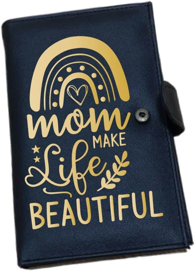 Leather Wallet For Girls, One Sided Printing, Mom Make Life BEAUTIFUL, 11x17 cm - Black