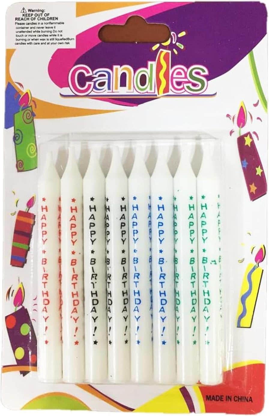 Birthday Candles, 8 Pieces - Multicolor