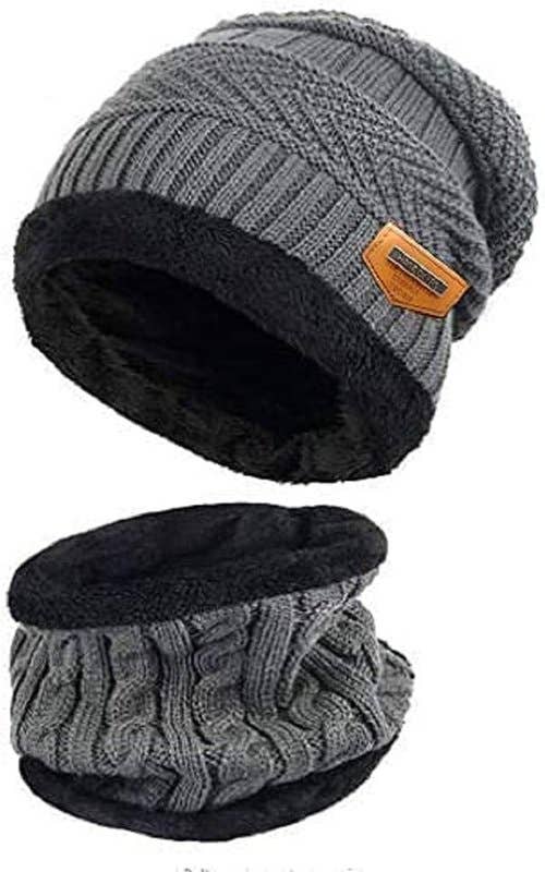 DIGITAL SHOPEE Winter Beanie Hat & Scarf 2 Pieces - grey