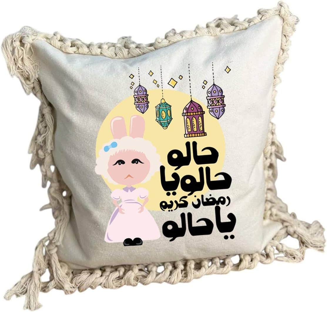 Cotton Square Cushion With Removable Cover, One Sided Printing, Shape 6, 40x40 cm - Off White