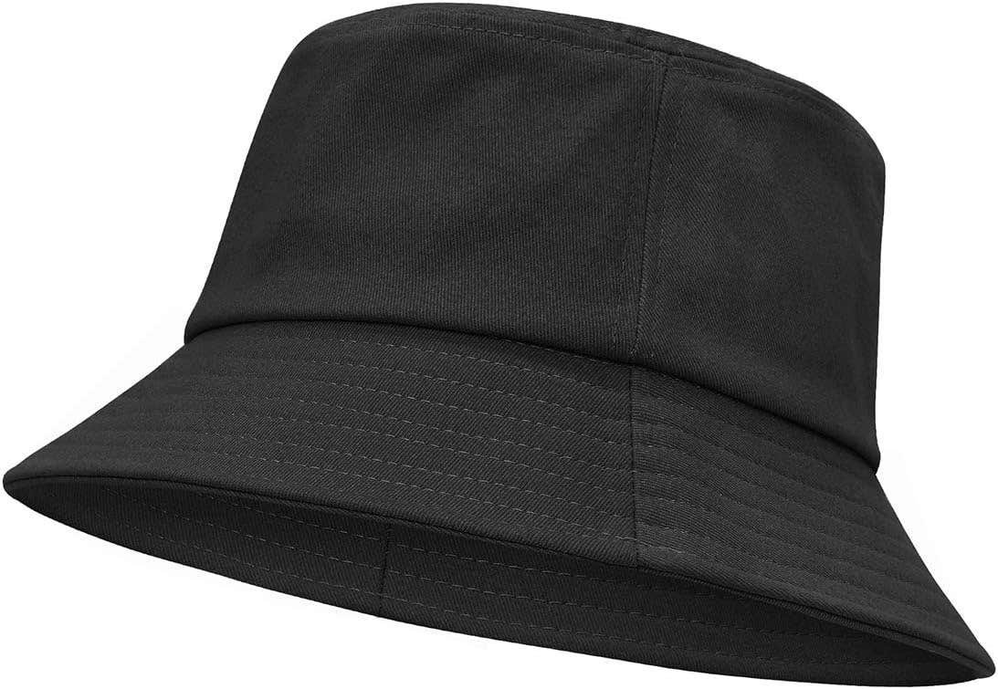 Azue Cotton Bucket Hat for Women , 56 - 58 Cm - Black
