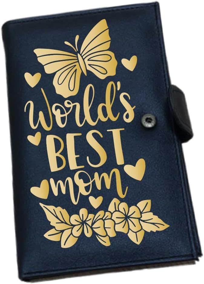 Leather Wallet For Girls, One Sided Printing, World best mom, 11x17 cm - Black