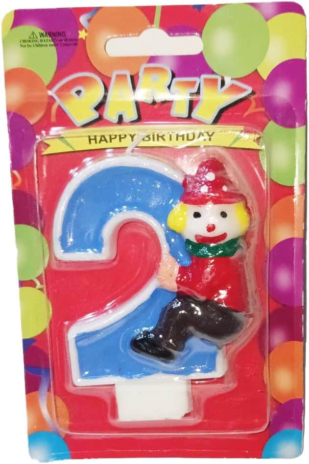 Clown Design Decorative Birthday Candle, 2 Pieces - Multicolor