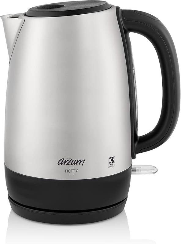 Arzum Kettle, 1.7 Litre, Stainless Steel, AR3074 - Silver Black