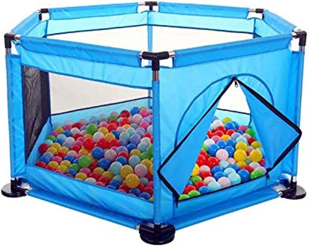 Playpen with Basket for Babies And Toddlers - Blue