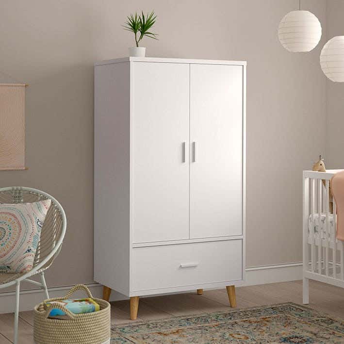MDF Wood Wardrobe 2 Door, 80x50x180 Cm - White