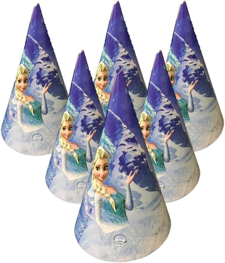 Frozen Design Colorful Paper Birthday Party Hat, 6 Pieces - Multicolor