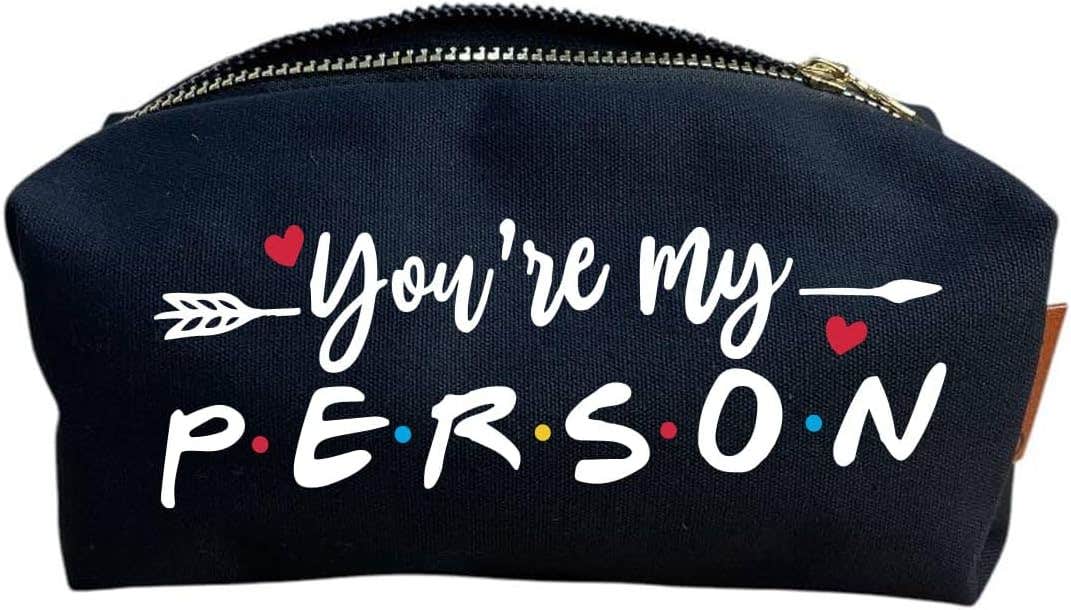 Cotton Makeup Bag, One Sided Printing, You are my person, 24x10 cm - Black