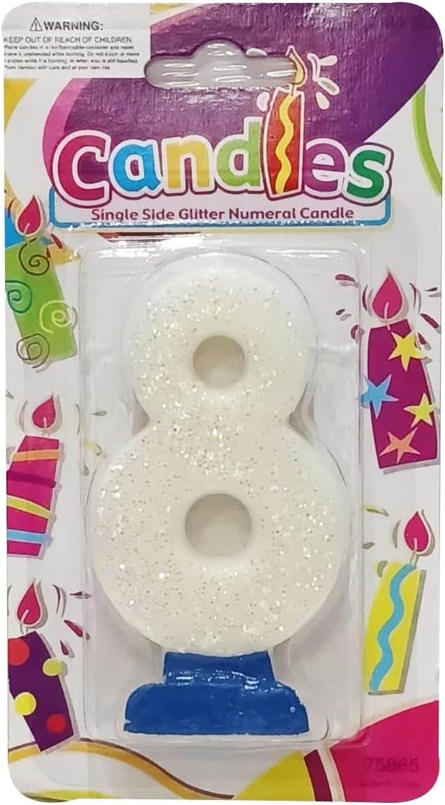 No.7 Design Decorative Birthday Candle - White