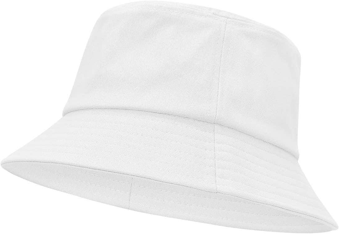 Azue Cotton Bucket Hat for Women , 56 - 58 Cm - White