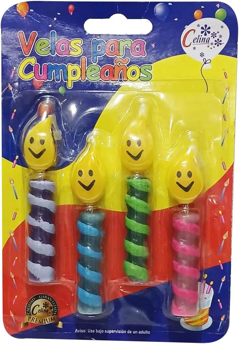 Decorative Birthday Candles, 4 Pieces - Multicolor